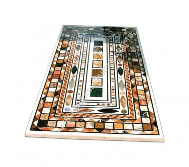 5'x3' Marble Contemporary Dining Table Top Multi Marquetry Inlay Home Decor E955