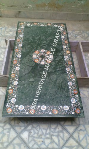 5'x3' Marble Green Dining Living Table Top Precious Inlay Furniture Decor H1977A