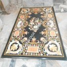 5'x3' Black Marble Dining Elegant Table Top Marquetry Inlay Handmade Decor H3463