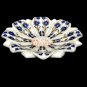 Marble White Floral Shape Fruit Storage Bowl Lapis Inlaid Marquetry Floral Decor