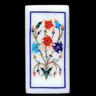 White Marble Designer Pen Organizer Holder carnelian Marquetry Floral Art Decor