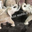 7" Marble Filigree Elephant Statue Handmade Design Show Piece Hallway Decor E163