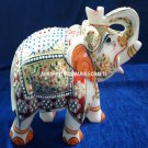 Marvelous Indian Marble Elephant Sign of Good Luck Stone Hand Painted Gift H4202