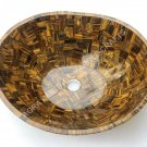 Marble Wash Basin Tiger Eye Random Inlay Stone Bathroom Accessories Decor E1359