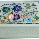 4"x3"x2" Marble Jewelry Vinatge Box Lapis Inlay Marqutery Floral Veterans Gifts