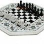 Marble Chess Table Top Precious Pauashell Inlay Floral Arts Home Decor E1939