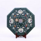 15"x15" Marble Green Coffee Top Table Mop Semi Precious Floral Design Home Decor