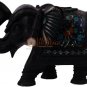 6" Black Marble Trunk Up Elephant Semi Precious Stone Art Christmas Eve Gift