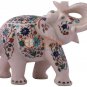 7" White Collectible Elephant Statue Lapis Semi Precious Fine Art Wedding Gifts
