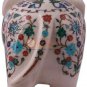 7" White Collectible Elephant Statue Lapis Semi Precious Fine Art Wedding Gifts