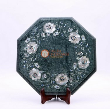 15"x15" Green Marble Custom Table Top Mop Stone Pietradura Art Living Room Decor