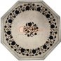 12"X12" White Marble Top Coffee Table Lapis Floral Gemstone Marquetry Deigns Art