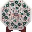 18"x18" Marble Top Coffee Table Malachite Inlay Floral Fine Arts Hallway Decor