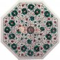 18"x18" Marble Top Coffee Table Malachite Inlay Floral Fine Arts Hallway Decor