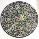 36" Black Marble Dining Table Top Fruit Inlay Scagliola Design Patio Decor H5678 36" Black Marble Dining Table Top Fruit Inlay Scagliola Design Patio Decor H5678