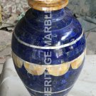 12" Blue Marble Decorative Flower Vase Lapis Lazuli Inlay Hallway Decor E1457