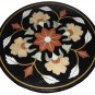 29" Black Marble Top Side Table Handmade Mosaic Home Decorative With Stand