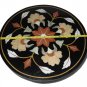 29" Black Marble Top Side Table Handmade Mosaic Home Decorative With Stand