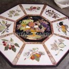 36" White Marble Dining Center Table Top Fruit Inlay Arts Furniture Decor H5088