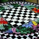 36" Black Marble Round Chess Dining Table Top Inlay Floral Arts Home Decor H3417