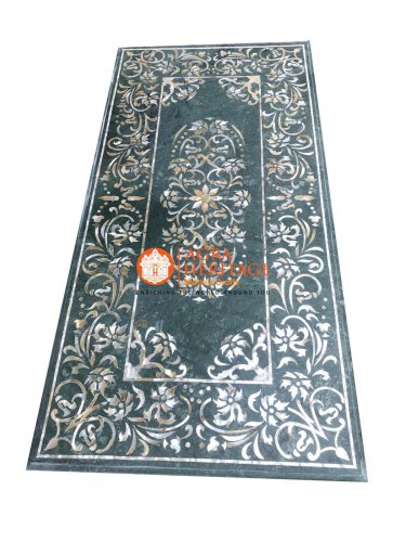 4'x2' Green Marble Dining Hallway Table Top Mother of Pearl Inlay Decor E1145
