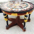 36" Marble Table Outdoor Top Mosaic Inlay Fine Work Restaurant Living Decor E749