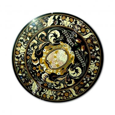 36" Elegant Marble Dining Center Table Top Pietra Dura Inlay Outdoor Decor E1069
