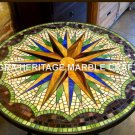 36" Marble Round Dining Room Outdoor Table Top Mosaic Gemstone Inlay Decor H3436
