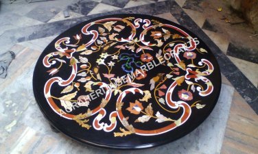 36" Marble Outdoor Dining Garden Table Top Pietra Dura Inlay Hallway Decor E511