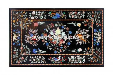 Marble Big Dining Table Top Floral Bird Collectible Inlay Design Decor H3078