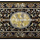 Black Breakfast Table Top Pietradura Inlay Collectible Art Hallway Decor H4411 Black Breakfast Table Top Pietradura Inlay Collectible Art Hallway Decor H4411