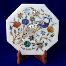 7" Marble Tiles Design Peacock Marquetry Floral Art Best Gift For Kitchen Decor 7" Marble Tiles Design Peacock Marquetry Floral Art Best Gift For Kitchen Decor