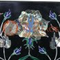 12"x12" Black Marble Tile Cum Top Table Semi Precious Floral Art Veterans Gifts