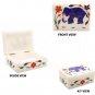 4"x3"x2" Marble White Jewelry Storage Box Lapis Elephant Inlaid Floral Art Gifts
