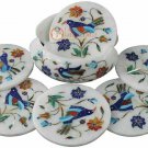 Handicraft Inlay Design Round Marble Coasters Multi Floral Halloween GIft E1992 Handicraft Inlay Design Round Marble Coasters Multi Floral Halloween GIft E1992