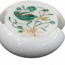 Malachite Inlay Parrot Floral Arts Marble Coaster Set (Set of 6) Gift E1990 Malachite Inlay Parrot Floral Arts Marble Coaster Set (Set of 6) Gift E1990