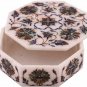 5"x5"x2" Marble Jewelry Cutom Box Inlay Pauashell Floral Marqutery Veterans Gift