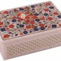 6"x4"x2" Marble White Jewelry Storage Box Lapis Marqutery Fine Floral Art Gifts