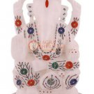 8" Marble Collectible Ganpati Sculpture Lapis Multi Stone Floral Veterans Gifts