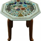 12" Marble White Top Coffee Table Lapis Peacock Floral Pietradura Veterans Gifts 12" Marble White Top Coffee Table Lapis Peacock Floral Pietradura Veterans Gifts