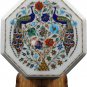 12" Marble White Top Coffee Table Lapis Peacock Floral Pietradura Veterans Gifts