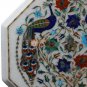 12" Marble White Top Coffee Table Lapis Peacock Floral Pietradura Veterans Gifts
