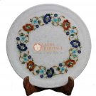 10" Marble Serving Plate Lapis Pietradura Precious Floral Art Columbus Gift Deco