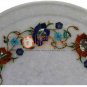 10" Marble Serving Plate Lapis Pietradura Precious Floral Art Columbus Gift Deco