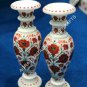15" White Marble Flower Vase Marquetry Floral Handmade Inlay Deisgn Decor E180