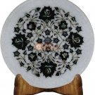 12" Marble White Collectible Dish Plate Black Z Inlay Floral Art Christmas Gifts 12" Marble White Collectible Dish Plate Black Z Inlay Floral Art Christmas Gifts