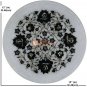 12" Marble White Collectible Dish Plate Black Z Inlay Floral Art Christmas Gifts