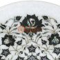 12" Marble White Collectible Dish Plate Black Z Inlay Floral Art Christmas Gifts
