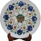 12" Marvulesh Round Dining Plate Lapis Marquetry Floral Precious Columbus Gift