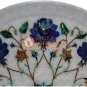 12" Marvulesh Round Dining Plate Lapis Marquetry Floral Precious Columbus Gift